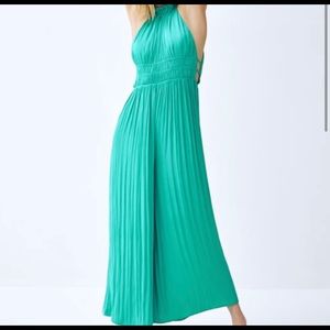 Turquoise silk jumpsuit